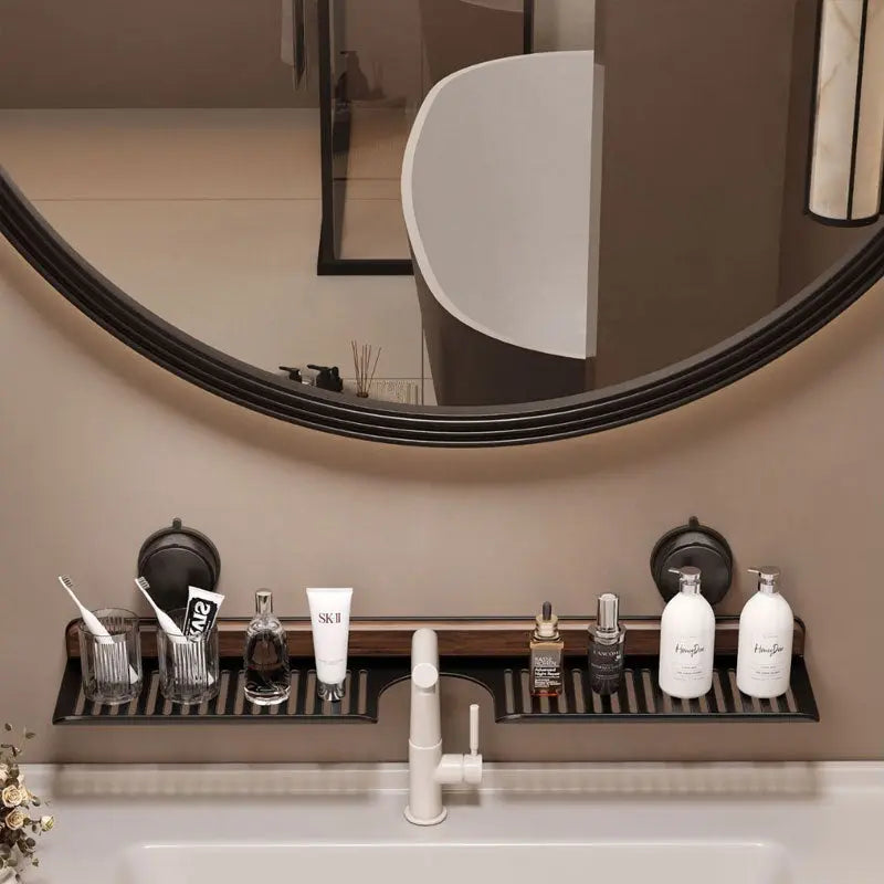 Walnut Aluminum Faucet Holder Without Drilling — Command Your Space with Instant, No-Damage Style and Clean Confidence