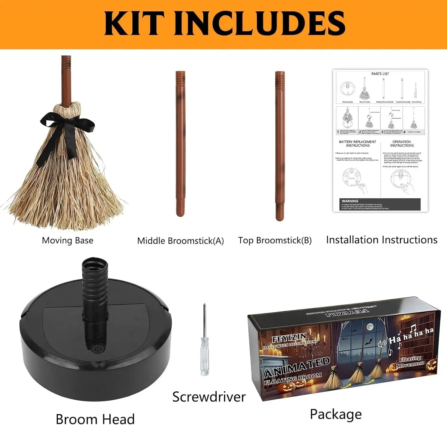 Floating Witch's Broom™ — Haunt Your Home with Spooky Magic and Interactive Thrills