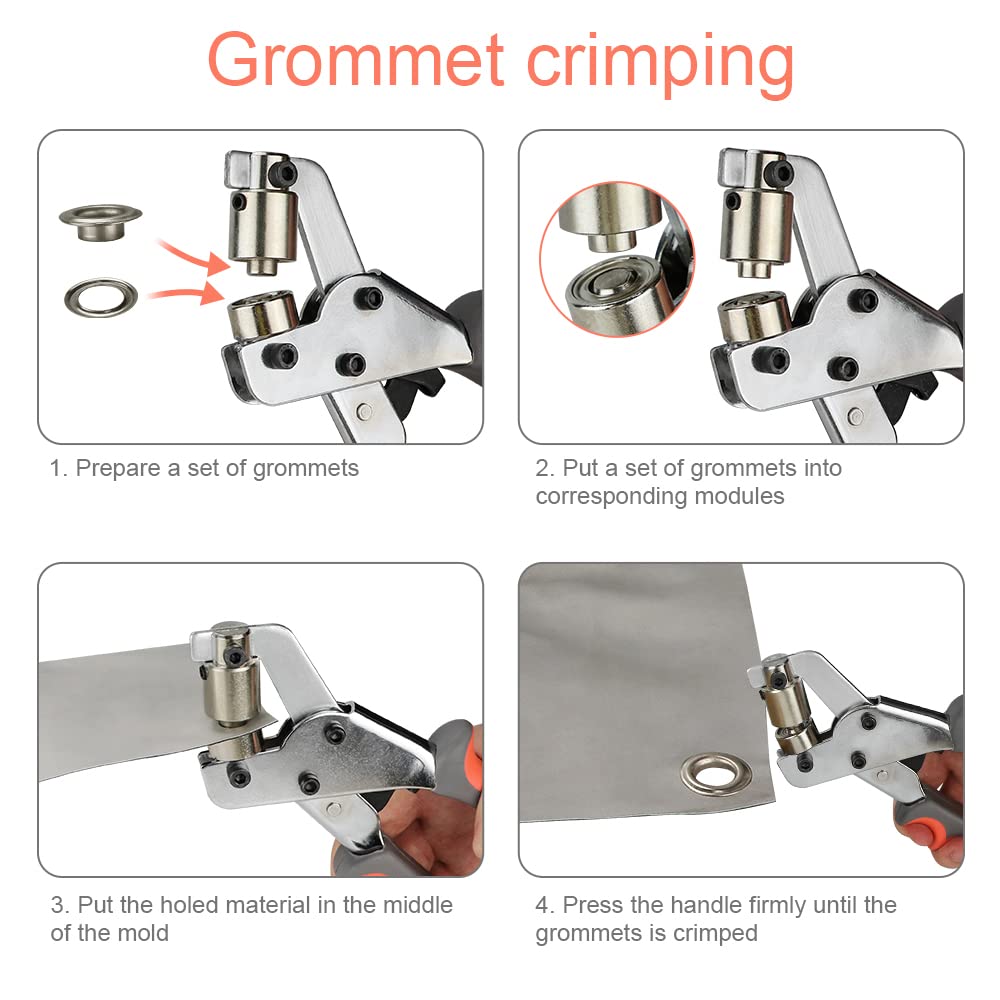 CraftMaster Grommet Tool - 500 x Silver Metal Grommets FREE