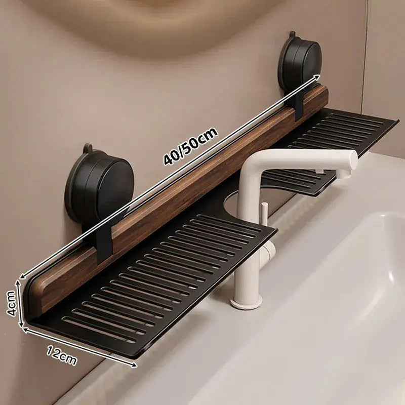 Walnut Aluminum Faucet Holder Without Drilling — Command Your Space with Instant, No-Damage Style and Clean Confidence