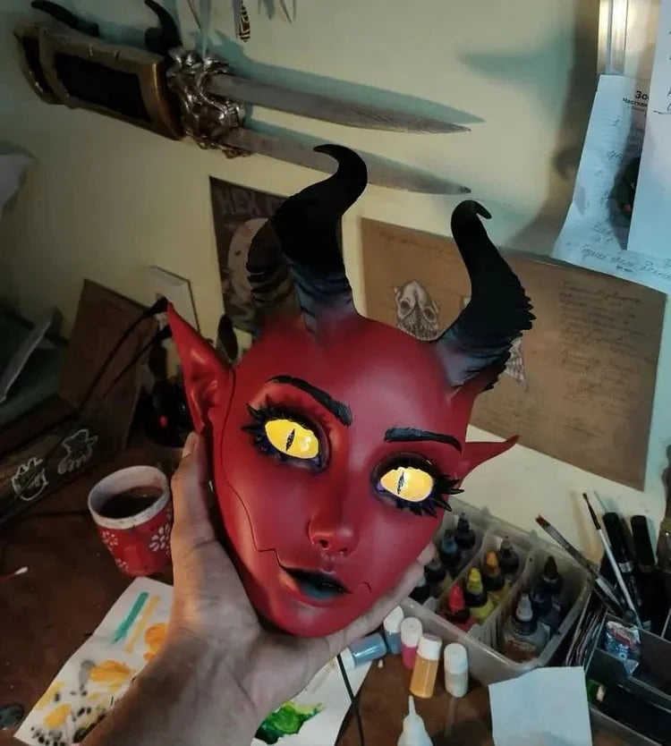 Baby Doll Mask™ — Unleash Your Inner Star with Spellbinding Horns and Glowing Eyes