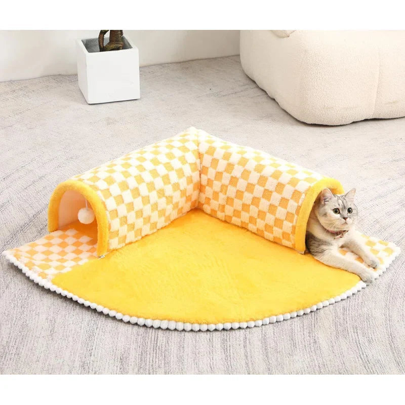 2-in-1 Plush Cat Tunnel Bed™ — Endless Play and Snuggly Comfort All Year Round