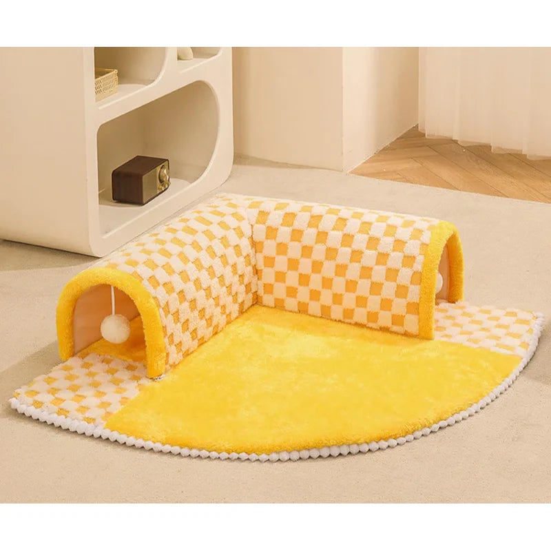 2-in-1 Plush Cat Tunnel Bed™ — Endless Play and Snuggly Comfort All Year Round