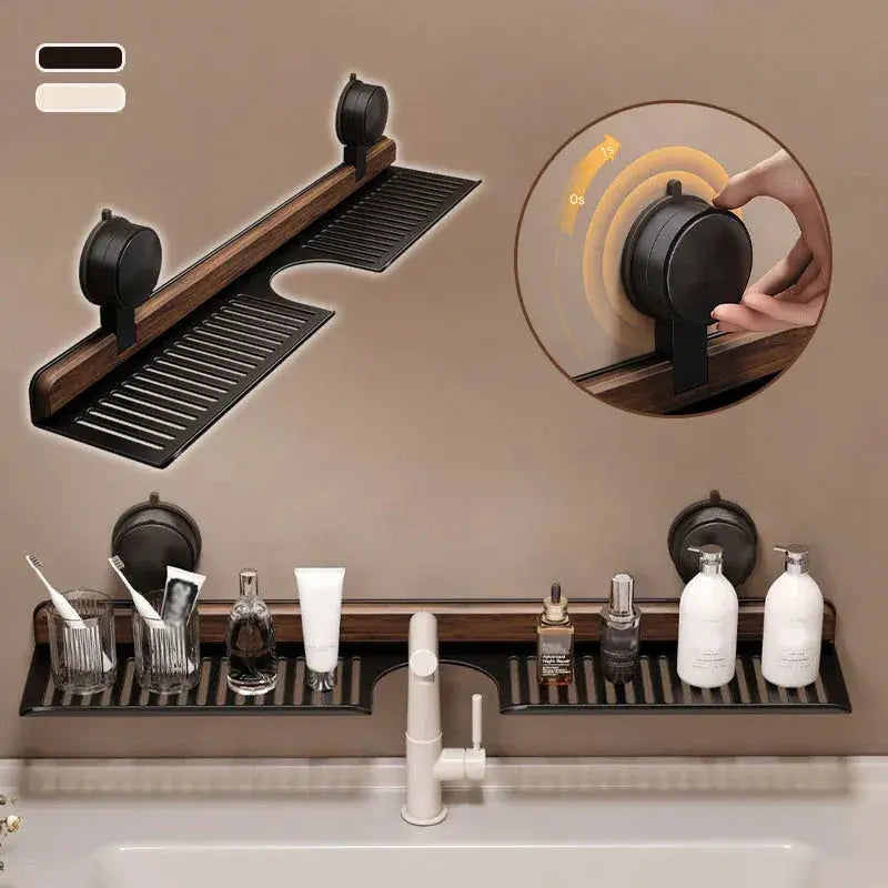 Walnut Aluminum Faucet Holder Without Drilling — Command Your Space with Instant, No-Damage Style and Clean Confidence