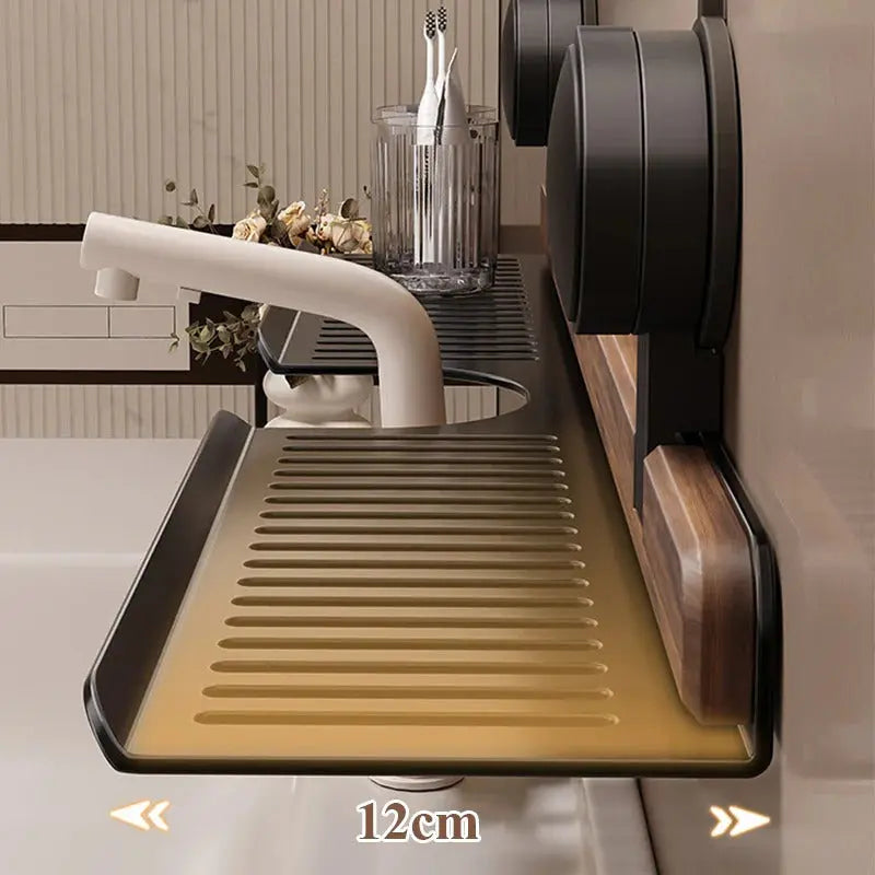 Walnut Aluminum Faucet Holder Without Drilling — Command Your Space with Instant, No-Damage Style and Clean Confidence